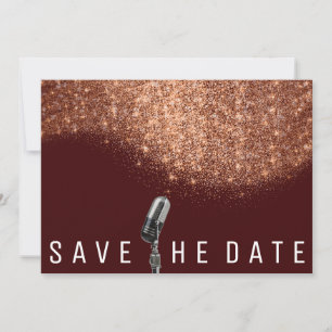 Save The Date Glitter Copper Burgundy Microphone