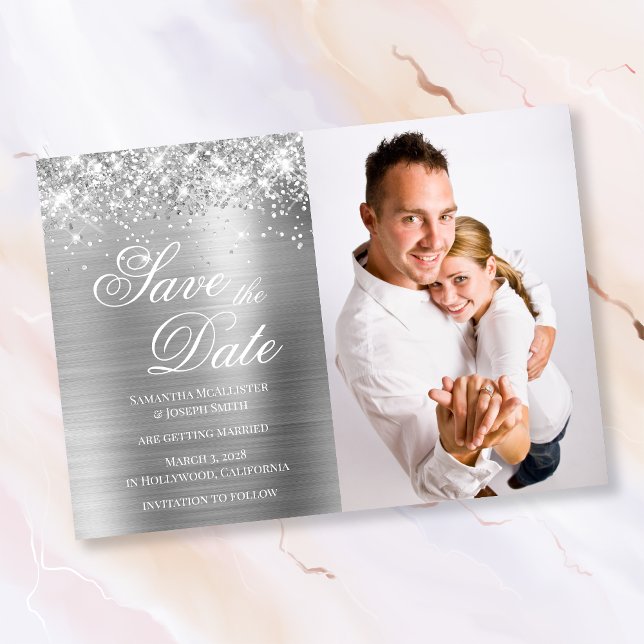 Save The Date Glittery Silver Foil (Créateur téléchargé)