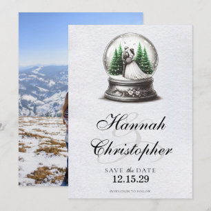 Save The Date Globe des neiges de mariée et de chambre