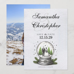 Save The Date Globe des neiges de mariée et de chambre