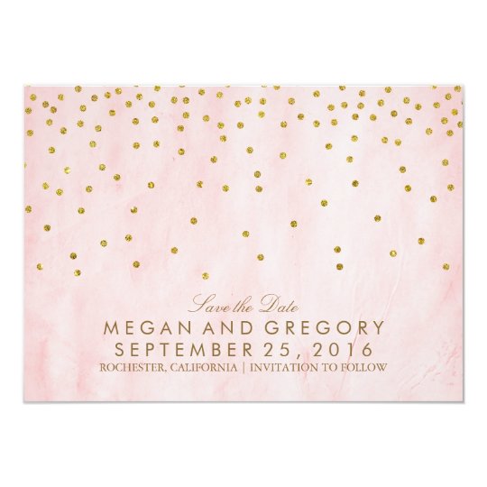 Save the Date Gold and Pink Glitter Card