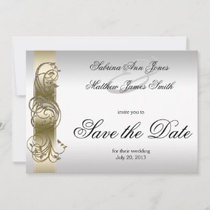 Save The Date Gold Argent Ornate Formal Enregistrer la date