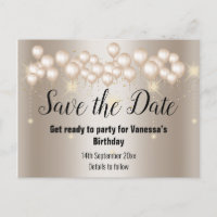 Save the Date Gold Balloons Sparkle All Occassion
