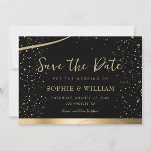 Save The Date Gold & Black Beau Mariage élégant