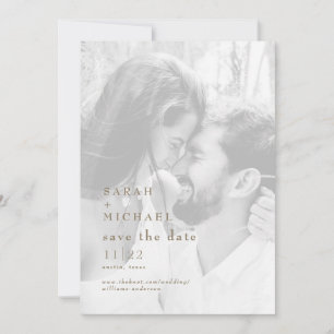 Save The Date Gold & Blanc Moderne B/W Photo Enregistrer la date