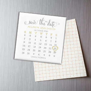 Save the Date Gold Calendar Template  Magnet