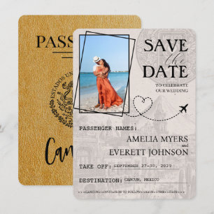 Save The Date Gold Cancun Passport Enregistrer La Date