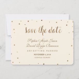 Save The Date Gold Confetti Aimer Champagne Mariage Enregistrer 