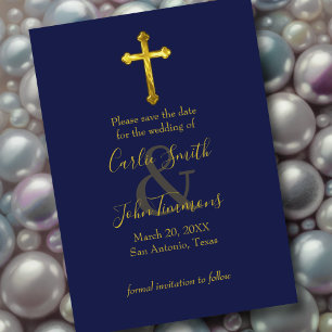 Save the Date Gold Cross Any Color