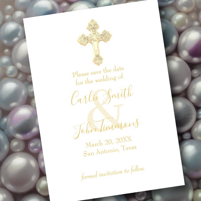 Save the Date Gold Cross Any Colour (Creator Uploaded)