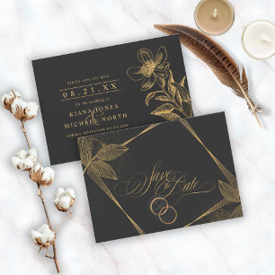 Save The Date Gold Dust & Outlines Mariage Black/Gold ID835