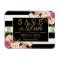 Save the Date - Gold Floral Decor B&W Stripes