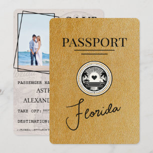 Save The Date Gold Florida Passport Enregistrer La Date