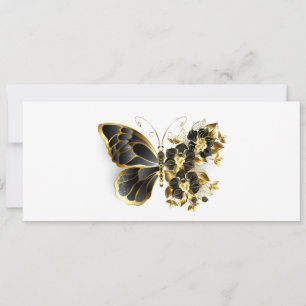 Save The Date Gold flower Butterfly with Black Orchid