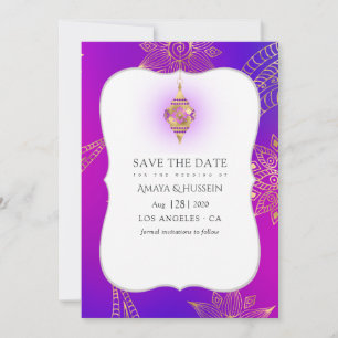 Save The Date Gold Foil Arabian Bollywood Mariage