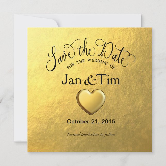 Save The Date Gold Foil Enregistrer la date (Devant)