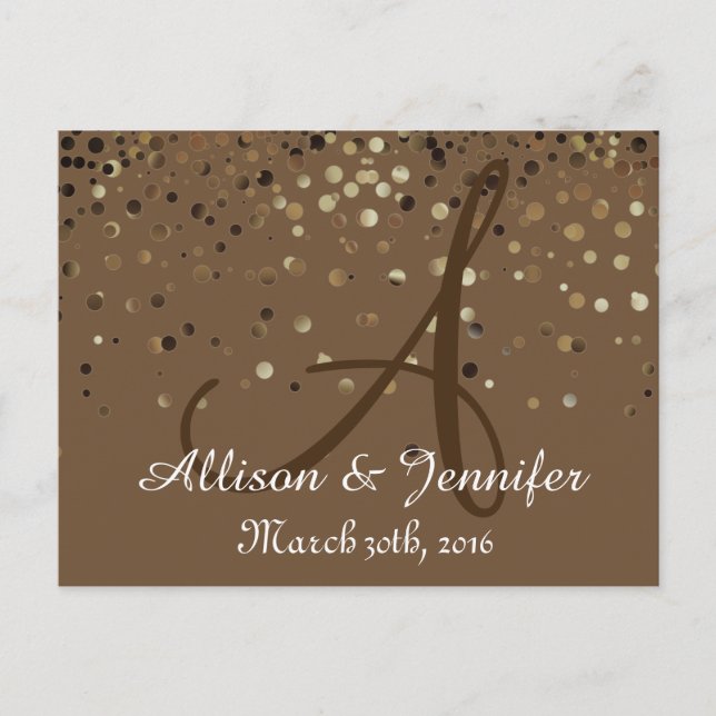 Save the date Gold Glitter Faux Foil Announcement Postcard (Front)