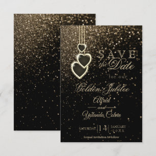 Save the Date - Gold Glitter Invitation
