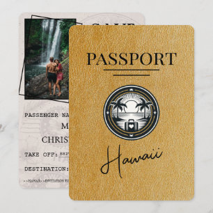 Save The Date Gold Hawaii Passport Enregistrer La Date