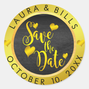 Save the Date Gold Love Glitter Wedding Classic Round Sticker