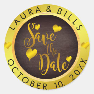 Save the Date Gold Love Glitter Wedding Classic Round Sticker
