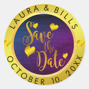 Save the Date Gold Love Glitter Wedding Classic Round Sticker