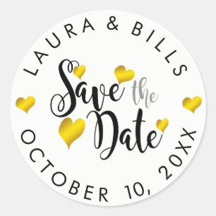 Save the Date Gold Love Glitter Wedding Classic Round Sticker