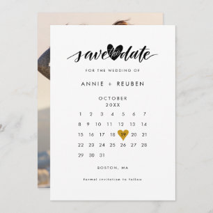 Save The Date Gold Love Heart Calendar