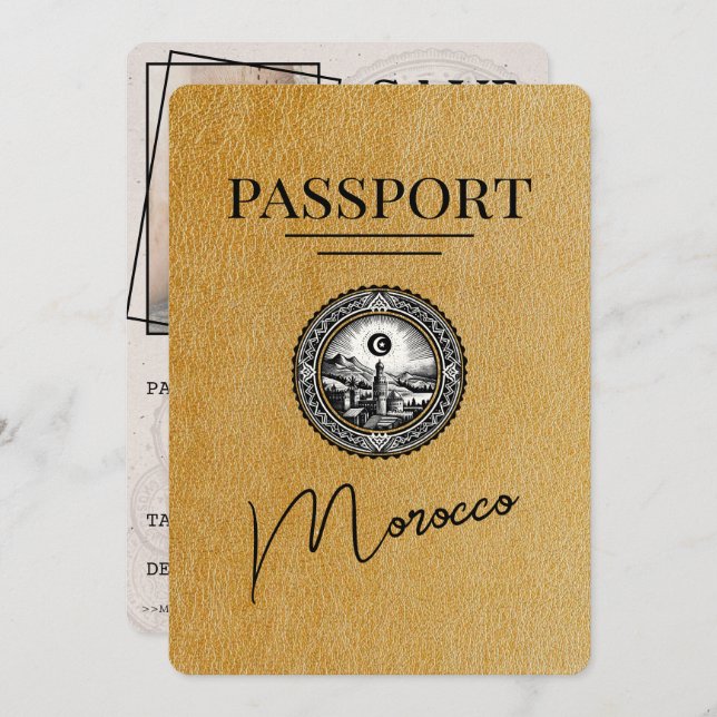 Save The Date Gold Maroc Passeport Enregistrer La Date (Devant / Derrière)