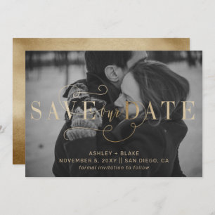 Save The Date Gold Modern Design manuscrit photo de calligraphie