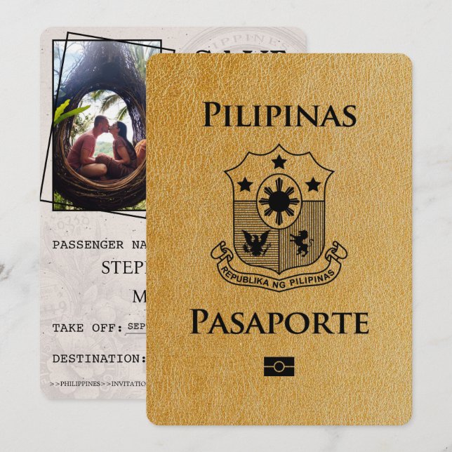 Save The Date Gold Philippines Passeport Enregistrer La Date (Devant / Derrière)