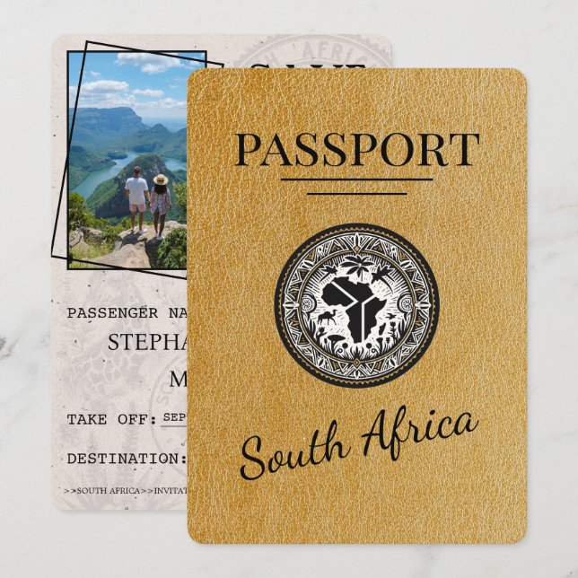 Save The Date Gold South Africa Passport (Devant / Derrière)