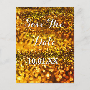 Save The Date Gold Sparkle Announcement Postcard