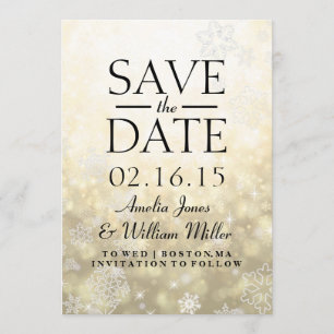 Save The Date Gold Sparkle Snowflake