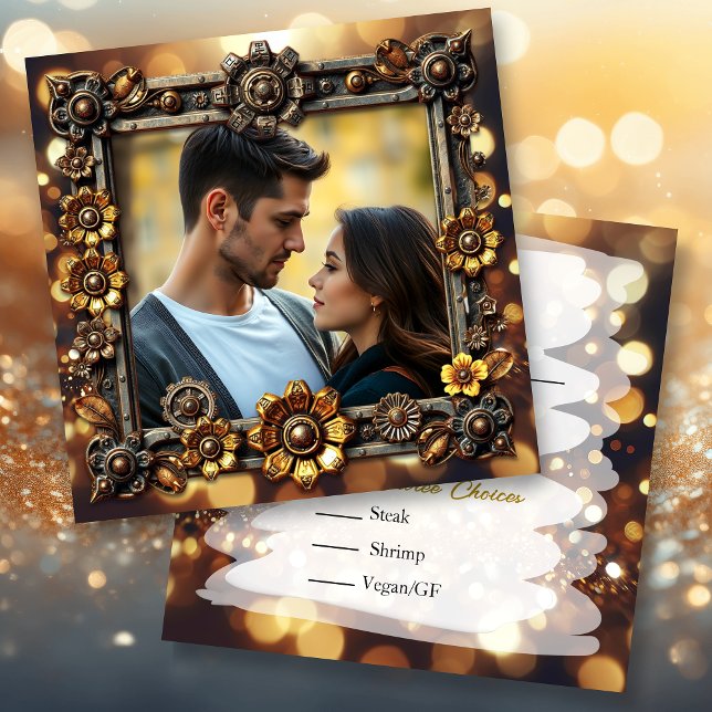 Save The Date Gold Steampunk Mariage personnalisé RSVP (Créateur téléchargé)