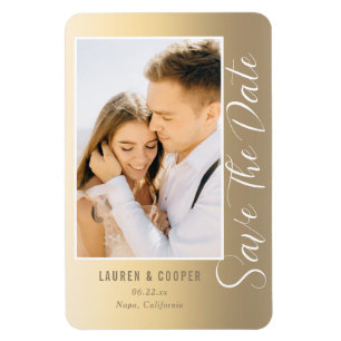 Save The Date Gold Stylish Script Modern Wedding Magnet