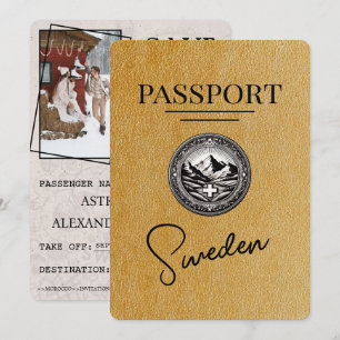 Save The Date Gold Suède Passeport Enregistrer La Date