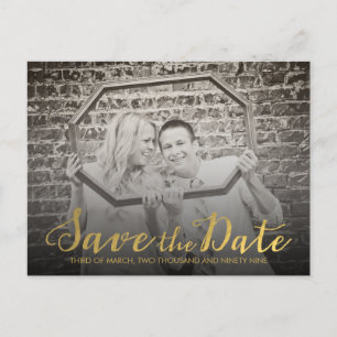 Save the Date Gold Typography Announcement