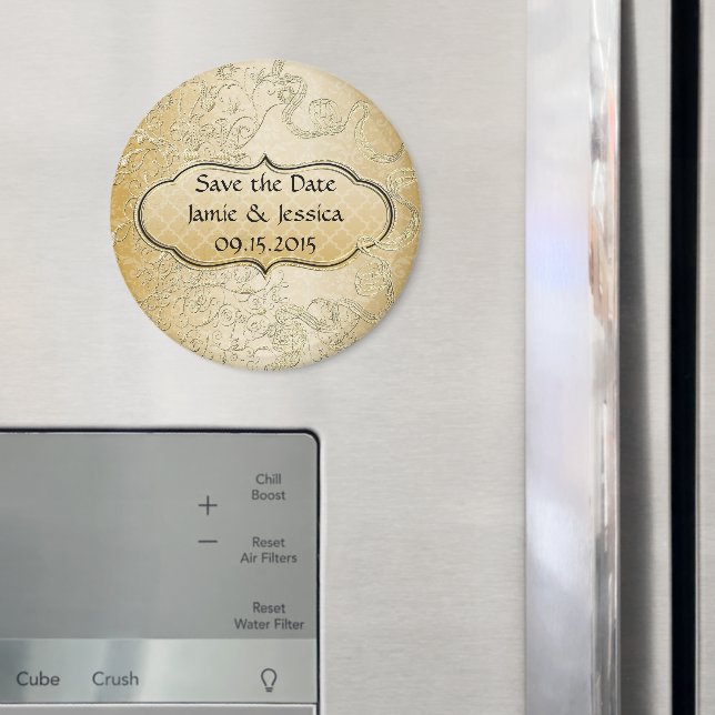 Save the Date Gold Wedding Save The Date Magnet (In Situ (Fridge))