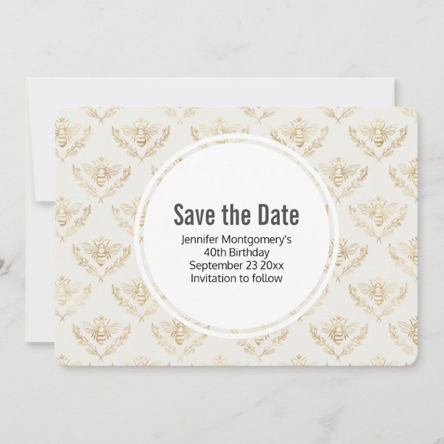 Save The Date Golden Bumble Bee Motif Enregistrer la date (Devant)