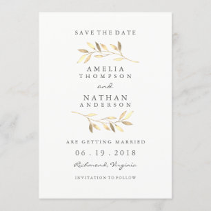 Save The Date Golden Leaf Garden Wedding Enregistrer La Date