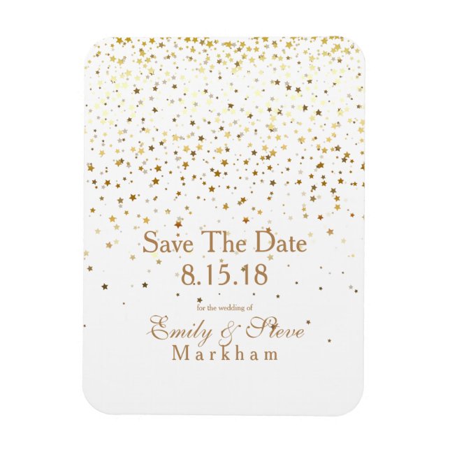 Save The Date Golden Stars Magnet (Vertical)
