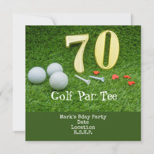 Save The Date Golf 70e anniversaire Golf Par Tee party Invitatio
