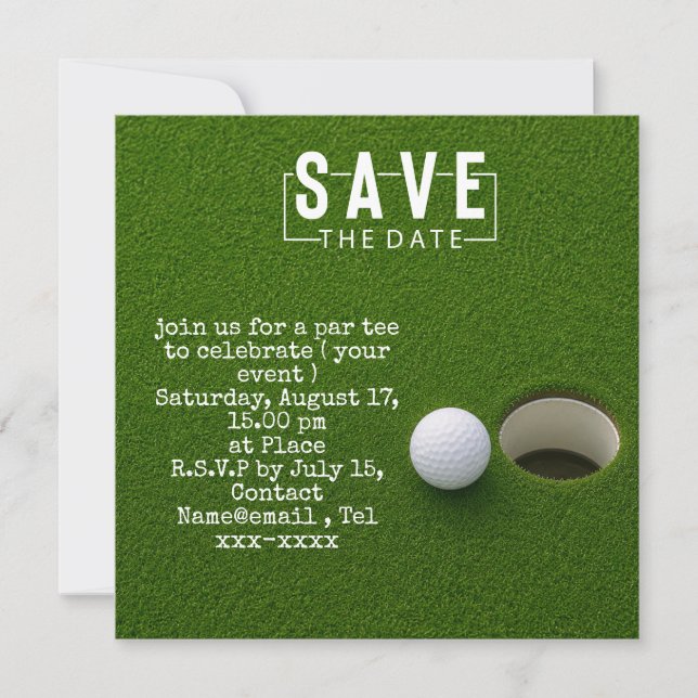 Save The Date Golf enregistrer la date golf balle putting trou e (Devant)