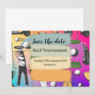 Save The Date Golf Enregistrer la date Golf Tournoi coloré