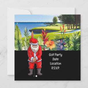 Save The Date Golf Par tee party Santa Claus Christmas Hawaii