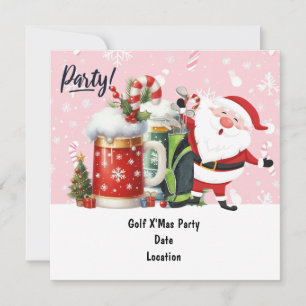 Save The Date Golf Santa Claus en arrière - plan rose