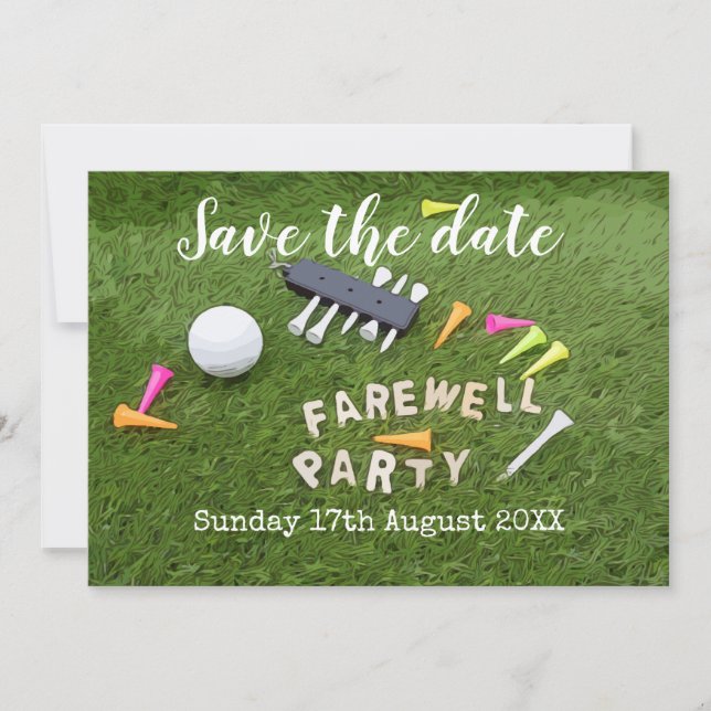 Save The Date Golf Sauvez la date Golf Farewell Party avec balle (Devant)