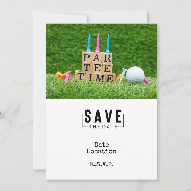 Save The Date Golf Sauvez la date Parti pour Golfer avec balle (Devant)
