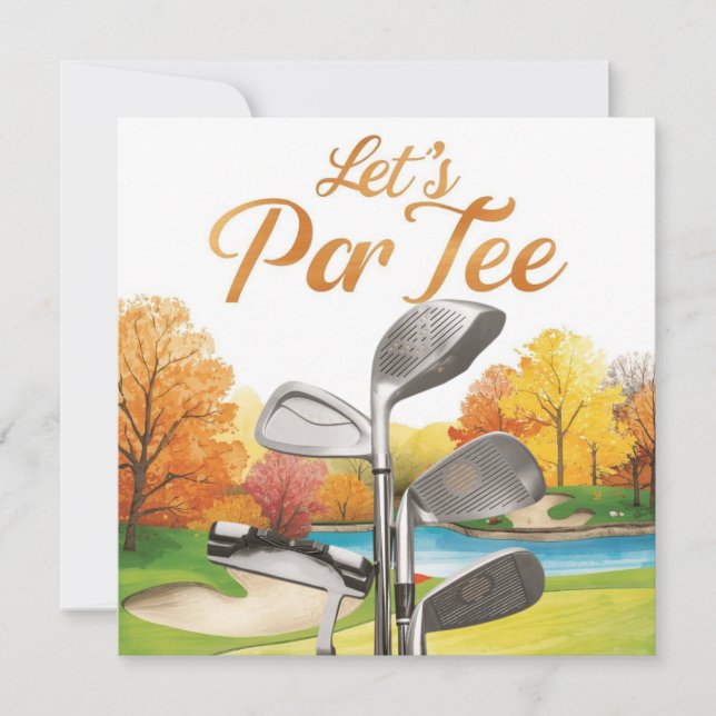 Save The Date Golf Thanksgiving Party Autumn Golf Course (Devant)